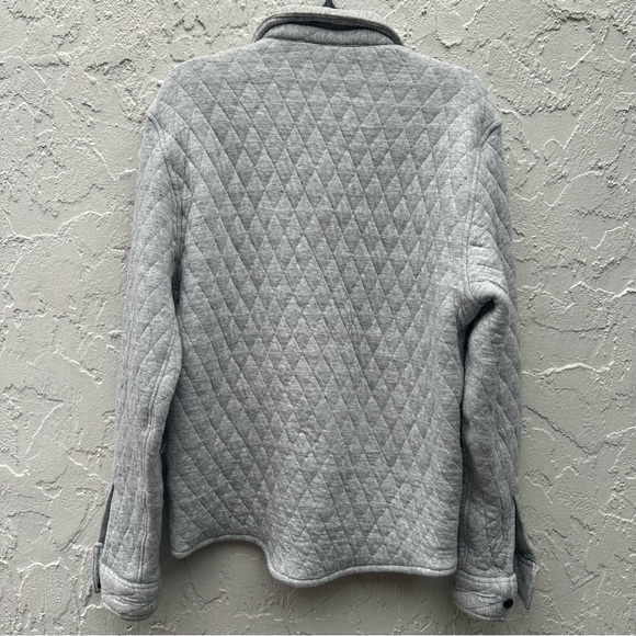 J CREW Shirt Men Small Quilted Knit Shacket Button Down Gray Cotton Chest Pocket - Picture 5 of 10